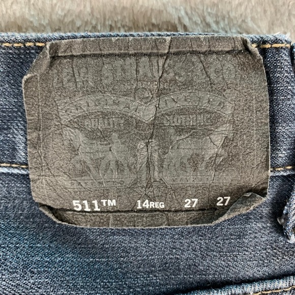 Levi's 511 Slim Boys Jeans Size 14 REG (27×27) Faded Black/Grey Denim - Picture 5 of 9